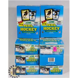 8 BOXES WITH UNOPENED PACKS OF 1991 SCORE SERIES 2