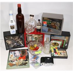 ESTATE COLLECTIBLES INCL CAMERA, COLLECTOR BOTTLES
