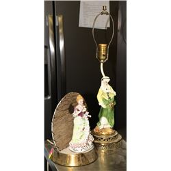 ESTATE LOT OF 2 PORCELAIN VINTAGE LAMPS ONE WITH