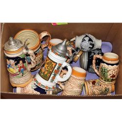 LARGE LOT OF ESTATE COLLECTIBLE STEINS.