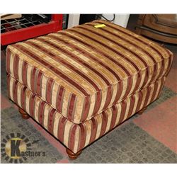 BROWN STRIPED FABRIC OTTOMAN 28"X22".