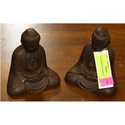 2 CAST IRON BUDDHAS 5" TALL