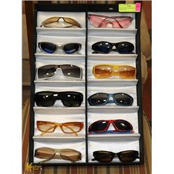 DISPLAY OF 12 ASSORTED DESIGNER SUNGLASSES.