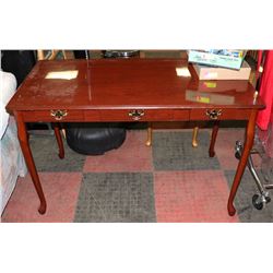 WOOD TONE WRITING DESK WITH DRAWERS