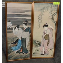 2 ORIENTAL FIGURE WALL ART PICTURES