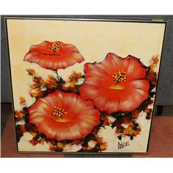 LARGE ESTATE VINTAGE CANVAS "POPPIES"