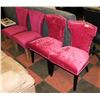 Image 1 : LOT OF 4 FUSCHIA VELVET UPHOLSTERED DINING CHAIRS,