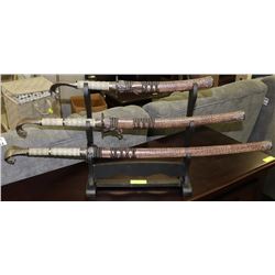 ORIENTAL 3 PIECE KATANA SWORD SET WITH COBRA HEAD