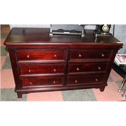 WOOD 6 DRAWER DRESSER 53"X21"X33".