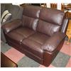 Image 1 : NEW BROWN LEATHERETTE RECLINING 59" LOVE SEAT.
