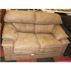 LIGHT BROWN FABRIC LOVE SEAT - ON CHOICE