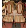 Image 1 : PAIR OF ANTIQUE DINING CHAIRS WITH CARVING ON TOP.