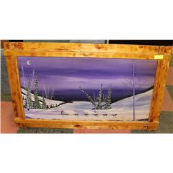 ORIGINAL PAINTING OF DOG SLED SIGNED 5FT X 3FT