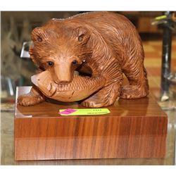HANDPAINTED WOOD CARVED BEAR