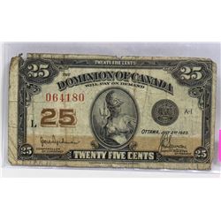 1923 CANADIAN SHINPLASTER WITH RARE HYNDMAN