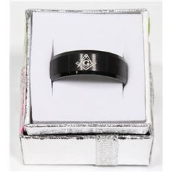 NEW MENS FREEMASON BLACK TUNGSTEN CARBIDE