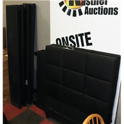 BLACK LEATHERETTE HEADBOARD, FOOTBOARD AND RAILS