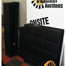 BLACK LEATHERETTE HEADBOARD, FOOTBOARD AND RAILS