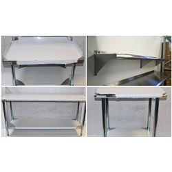 VAST ASSORTMENT OF NEW S/S WALLSHELVES,PREP TABLES