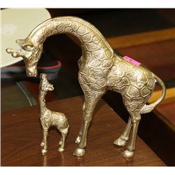 PAIR OF BRASS GIRAFFE ORNAMENTS.