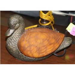 METAL AND GLASS DUCK LAMP