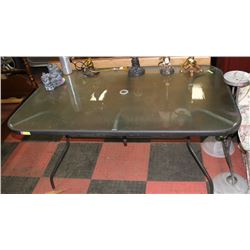 METAL AND GLASS PATIO TABLE