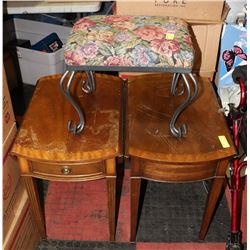 METAL AND FABRIC FLORAL STOOL SOLD WITH 2 DROP