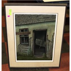 BUILDING FRAMED OIL ON CANVAS