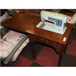 VINTAGE LIGHT BLUE SINGER SEWING MACHINE IN