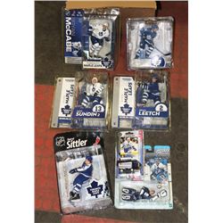 LOT OF 7 TORONTO MAPLE LEAFS FIGURES INCL DARRYL