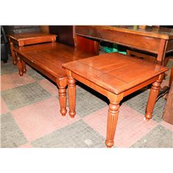 WOOD CARVED STYLE 3 PC COFFEE TABLE SET