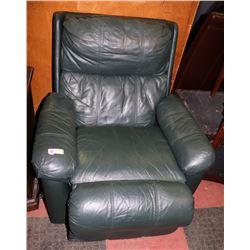 GREEN LEATHERETTE RECLINING 35" CHAIR