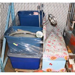 PALLET WITH BENCH LIGHTING AND HOUSEHOLD