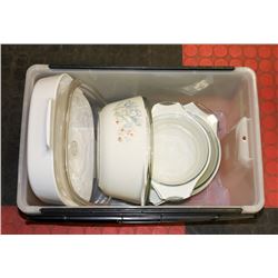 3 PYREX IRIS PRINT CASSEROLE DISHES AND 1 LARGE