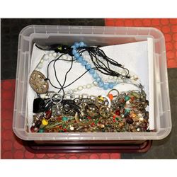 PLASTIC TOTE OF ASSORTED ESTATE JEWELLERY