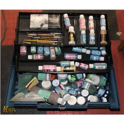 LARGE MULTI LAYER TOOL BOX FILLED W/ ART SUPPLIES.