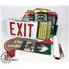 Image 1 : BOX OF COMMERCIAL SIGNS INCL. LIT EXIT