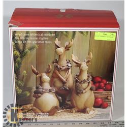 BOX OF 3 WHIMSICAL REINDEERS.