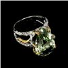 Image 2 : Natural Green Amethyst Two Tone Ring