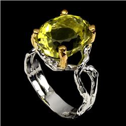 Natural Handmade Two Tone Yellow Lemon Quartz Ring