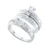 Image 1 : 14kt White Gold His & Hers Round Diamond Solitaire Matc