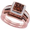 Image 1 : 10KT Rose Gold 0.40CTW DIAMOND MICRO-PAVE BRIDAL SET