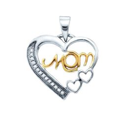 925 Sterling Silver White 0.05CTW DIAMOND HEART PENDANT