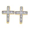 Image 1 : 925 Sterling Silver Yellow 0.05CT DIAMOND CROSS EARRING
