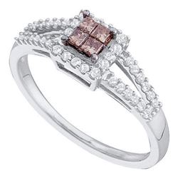 14KT White Gold 0.33CTW COGNAC DIAMOND LADIES INVISIBLE