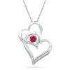 Image 1 : Sterling Silver Womens Round Lab-Created Ruby Diamond D