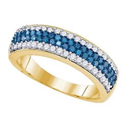 10K Yellow-gold 0.85CT BLUE DIAMOND FASHION RING