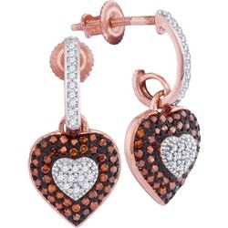 10KT Rose Gold 0.33CTW RED DIAMOND MIRCO-PAVE EARRINGS