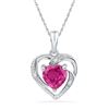 Image 1 : 10kt White Gold Womens Round Lab-Created Ruby Heart Lov