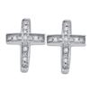 Image 1 : 925 Sterling Silver White 0.05CT DIAMOND CROSS EARRING